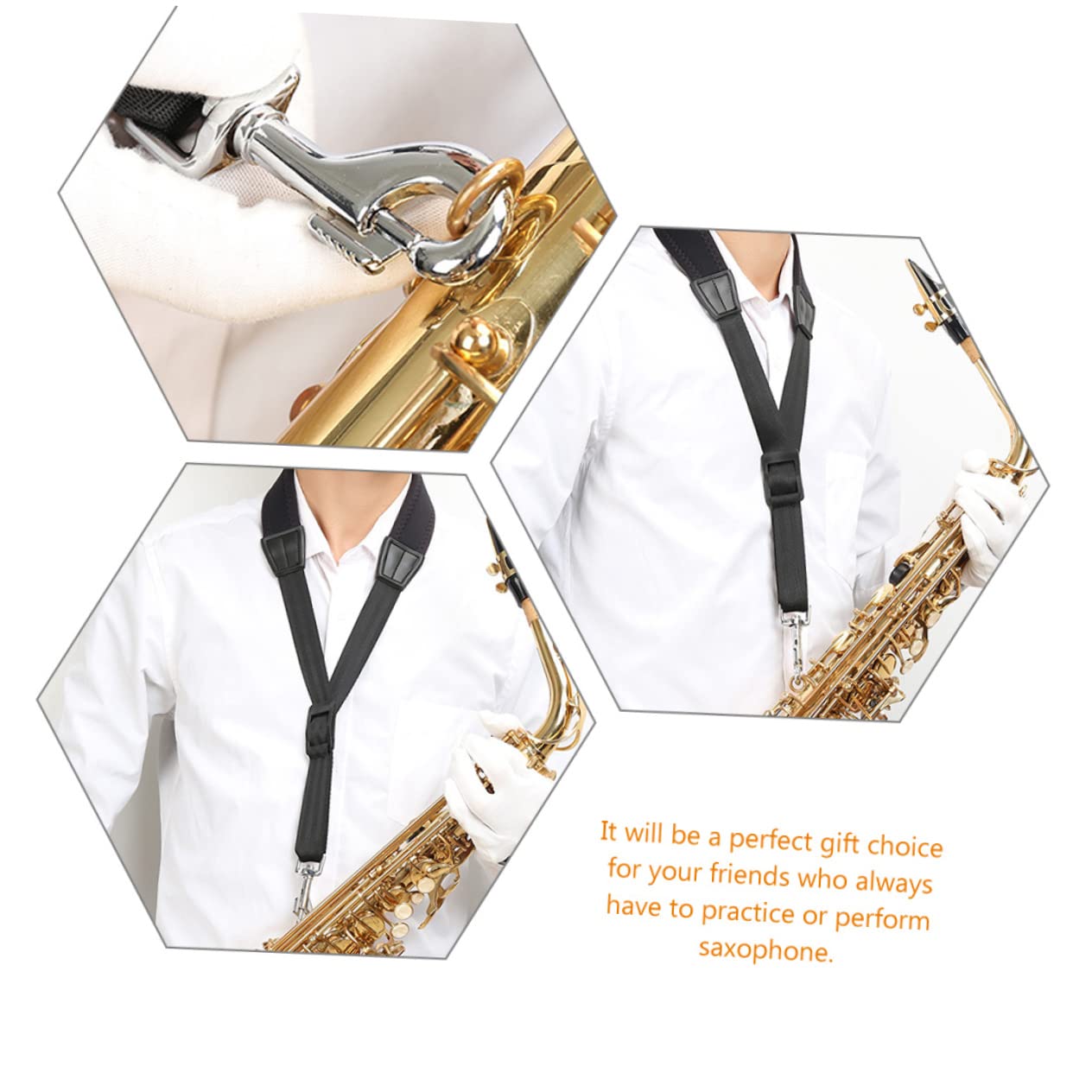 Abaodam 3pezzi Regolabile Per Saxofono Tracolla Comfort Per Tenore e Soprano Gancio Per Musicisti
