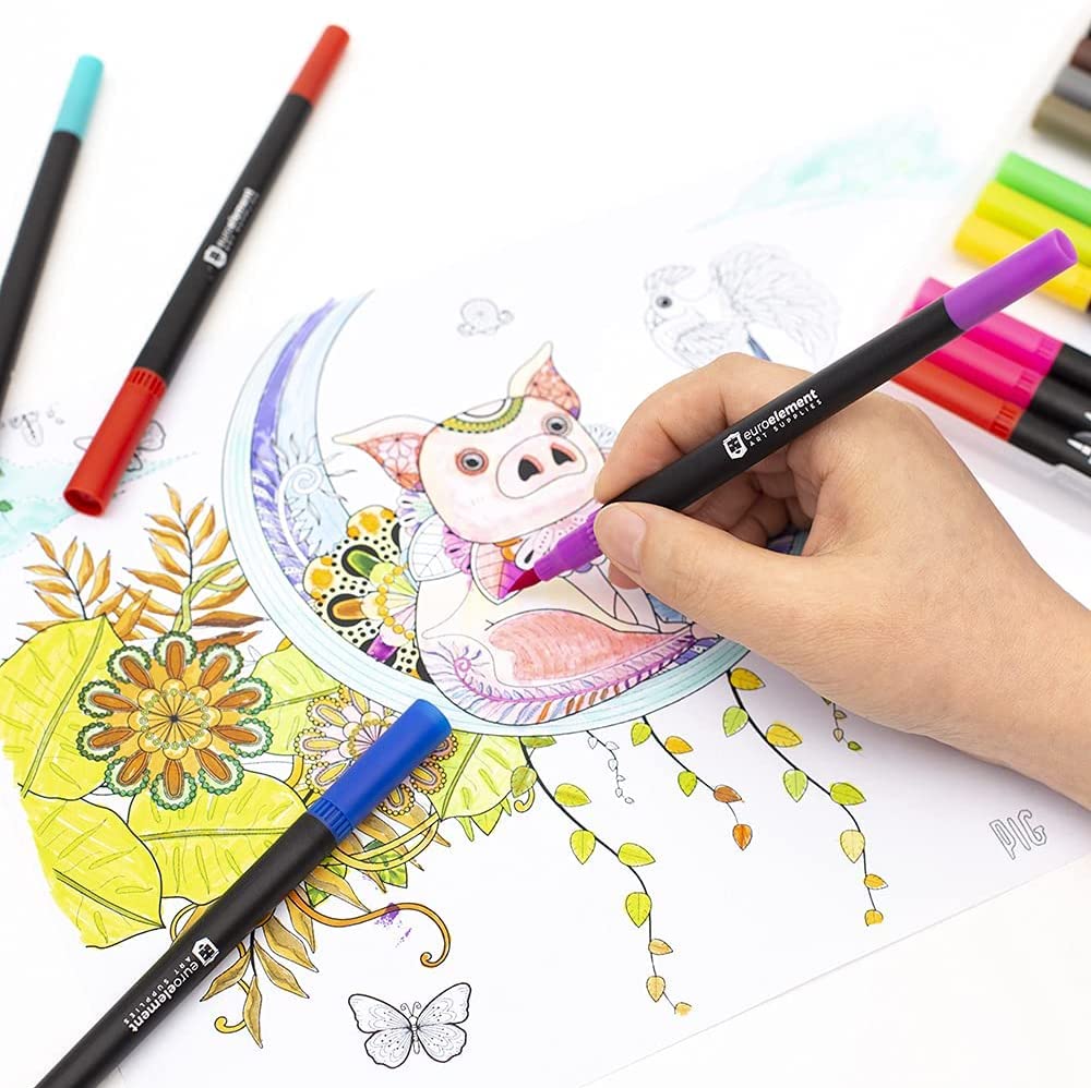 Set Penne Da Colorare E Matite - 48 Pennarelli Doppia Punta + 12 Matite Da Disegno Per Adulti E Bambini - Foto 6