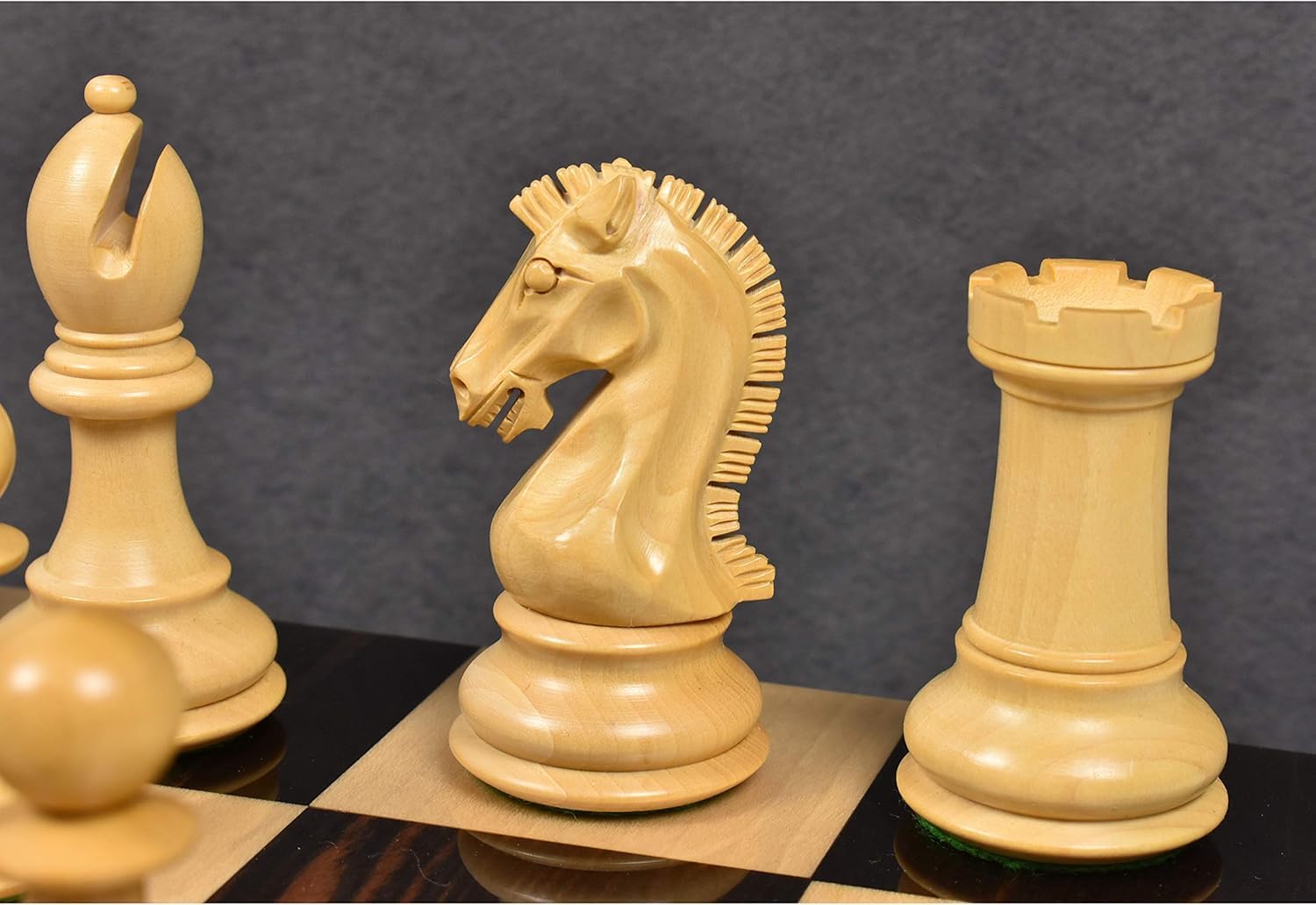 Staunton - Set di pezzi degli scacchi, 9,9 cm, in ebano e bosso, peso doppio, 1,6 kg