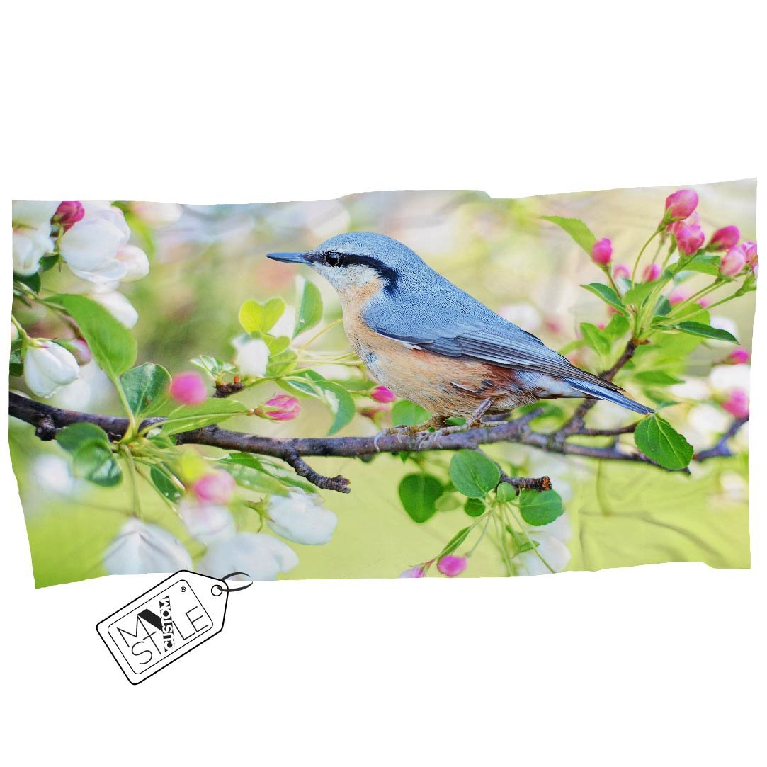 Telo Mare Microfibra #Animali-Uccellino in Primavera#160x120