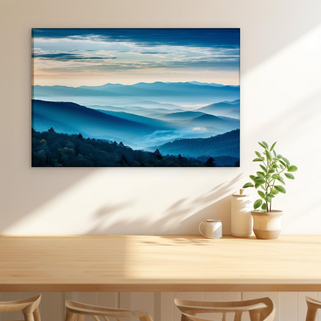 Canvas for Living room. Ascending Peaks of Serenity: An Ode to the Majestic Mountain Vista, 27 x 18 inch Canvas Wall Art - Modern Home Decor - 69x46 cm (27x18 inch)