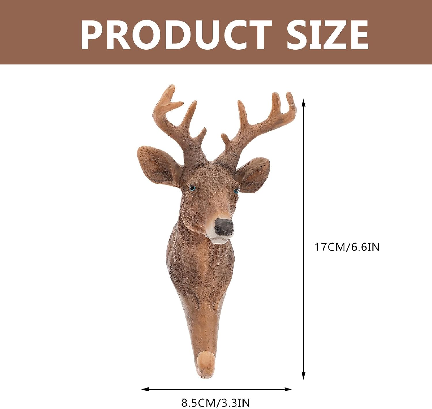 Creative Deer Head Wall Hooks 2pcs Brown Decorative Key and Towel Hanging Storage Hooks for Home Entryway Coat Hat Organizer