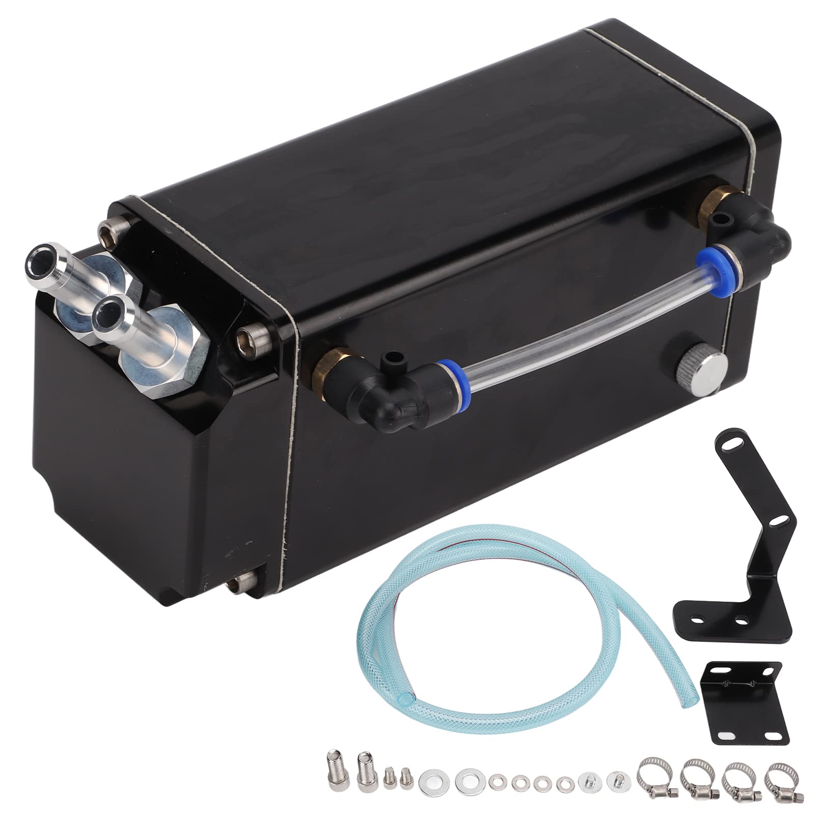 Tbest Oil Catch Tank Kit, Motoröl Catch Can Kit 750ml Fassungsvermögen Aluminiumlegierung Ersatz für Camaro(Schwarz)