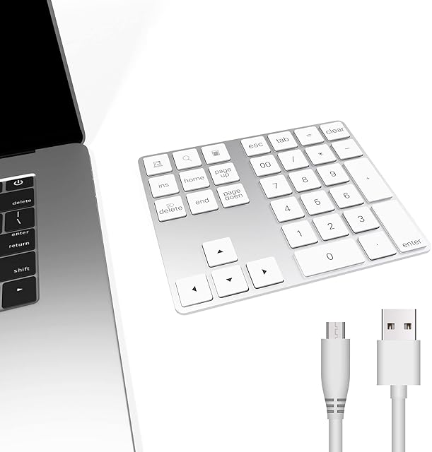 Bawanfa Bluetooth Numeric Keypad, Wireless Keyboard 34-key External Number Pad for Computer Laptop Tablet Smartphone iPad Compatible with Macbook Windows Surface Pro