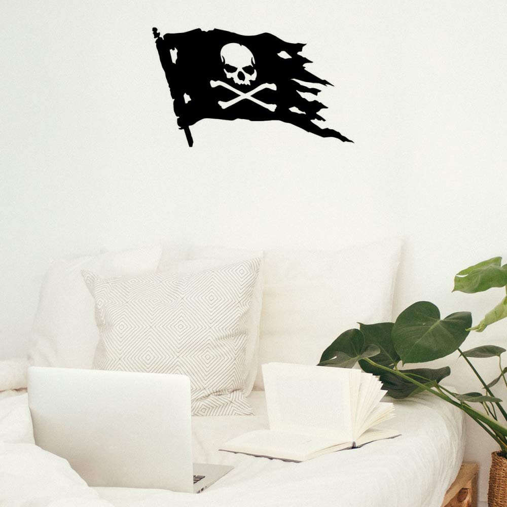 Gadgets Wrap Wall Decals 29CM Wall Stickers Black Color - (Pirate Flag Jolly Roger)
