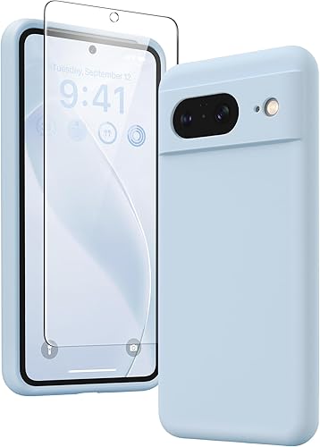 Miniatura 1 de GONEZ Funda para Google Pixel 8, funda de silicona líquida con 2 protectores de pantalla, funda protectora de cuerpo completo, a prueba de golpes,