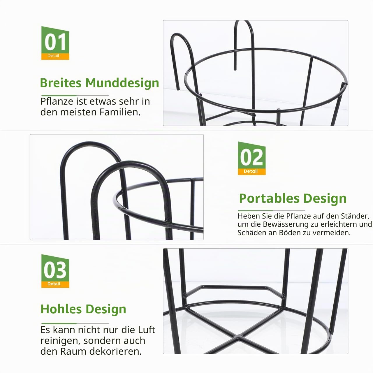 YARNOW 2 Stück Hängende Geländer Blumentopfhalter aus Metall Balkon Blumenkasten Halterung für Zaun Rund Pflanzkorb Outdoor Schwarz Pflanzenhalter für Außen und Innen Garten Deko (L)
