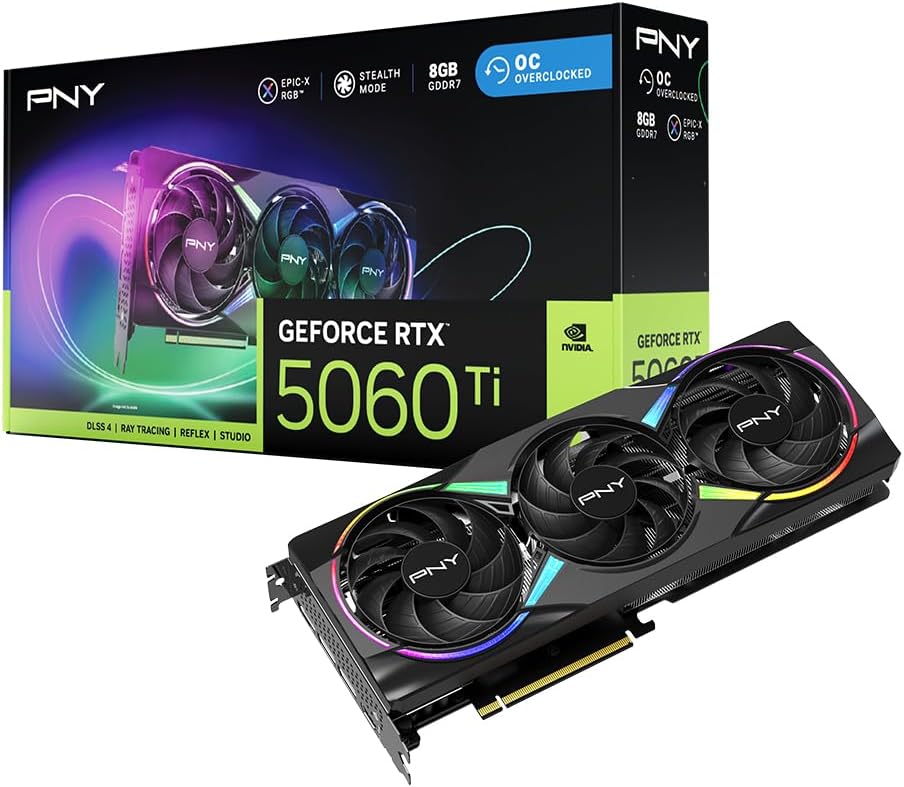 PNY GEFORCE RTX™ 5060 Ti 8GB ARGB Overclocked Triple Fan DLSS 4