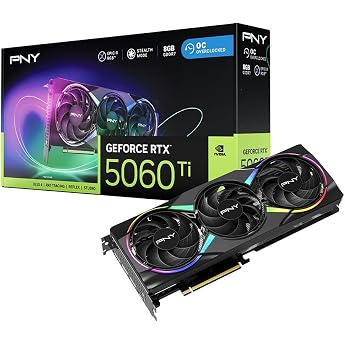PNY GeForce RTX 5060 Ti 8GB ARGB OC Triple Fan Graphics Card DLSS 4