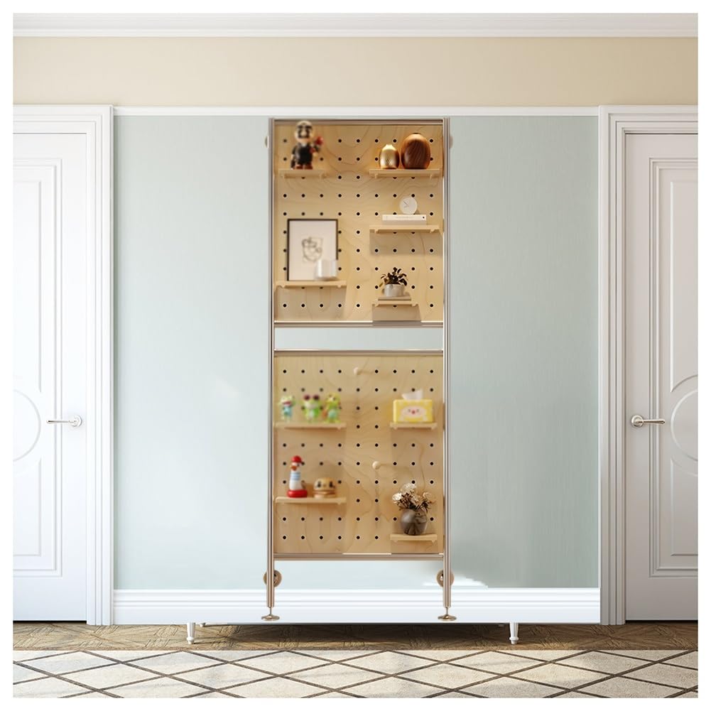 Genérico Paneles organizadores de Pared Perforados. Tablero Organizador de Pared Perforado Beige de 18 mm - Panel de exhibición Modular para Montaje en Pared para el hogar, Garaje y configuración de