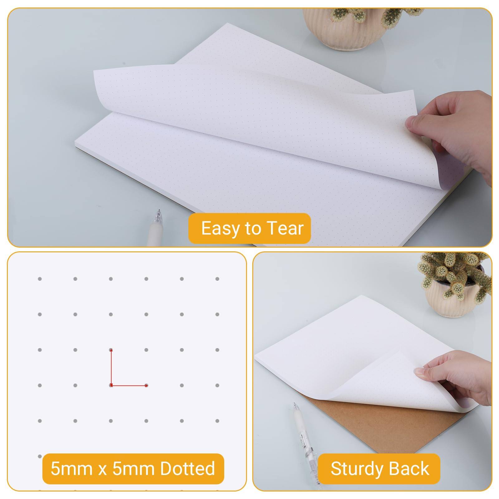 zmybcpack 6 Pack 8.5"X11" Dot Grid Pads, Double Sided Dot Grid Paper Notepad, Letter Siz Easy Tear-off Dotted Notebook for Office, School, and Home Use (Each Pad 50 Sheets)