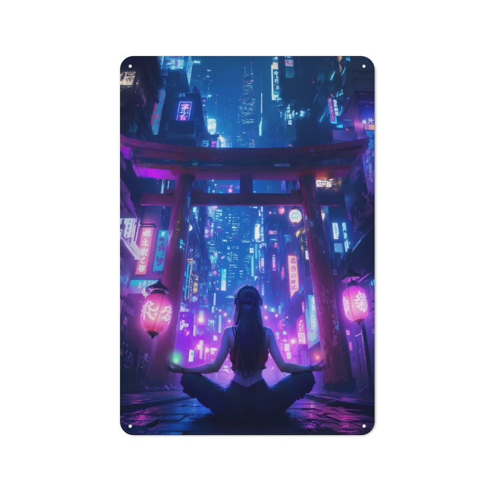 Soul of Future Zen City Metal Wall Plaque, Easy to Hang Plaque for Home Cafe, Breakfast Area Or Pantry Wall, 30x20cm