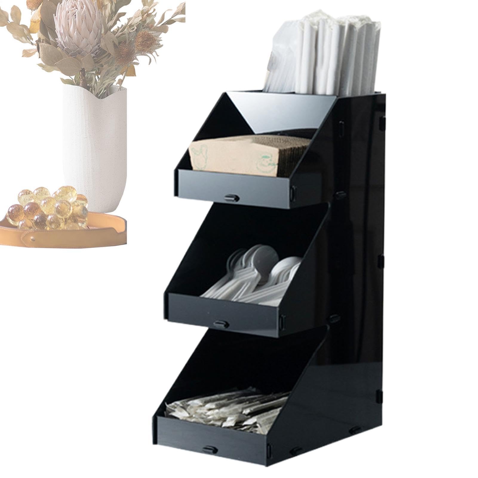 Scaffale per Spezie Ripiano Espositivo Antiscivolo in Acrilico | Organizzatore Per Stazione Caffè per Dispensa e Piano Cucina