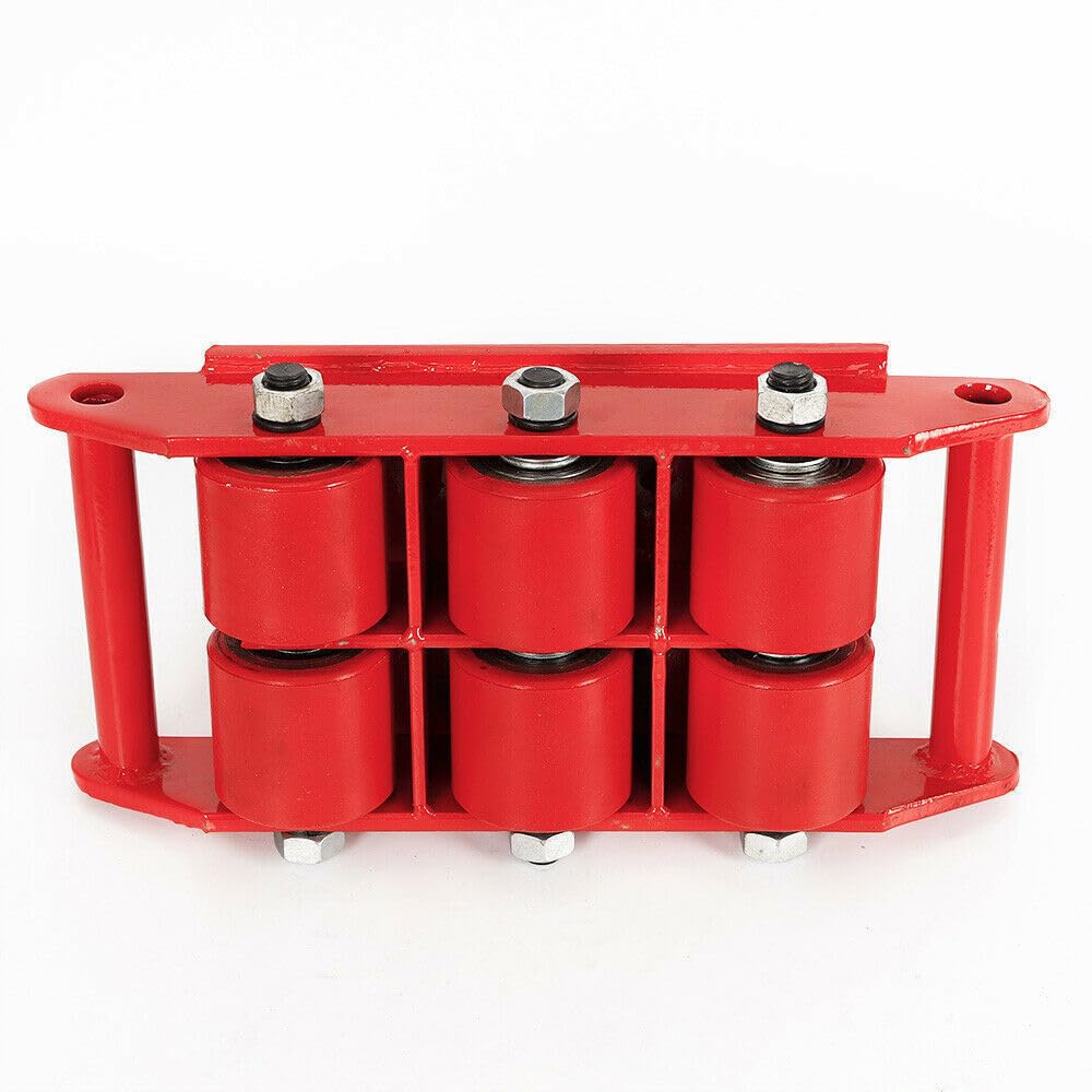 Carrello di trasporto 8T in plastica, carrello di trasporto industriale, ruote per trasporto industriale, dolly, per ambienti industriali, grandi attrezzature, rotazione a 360°, rosso