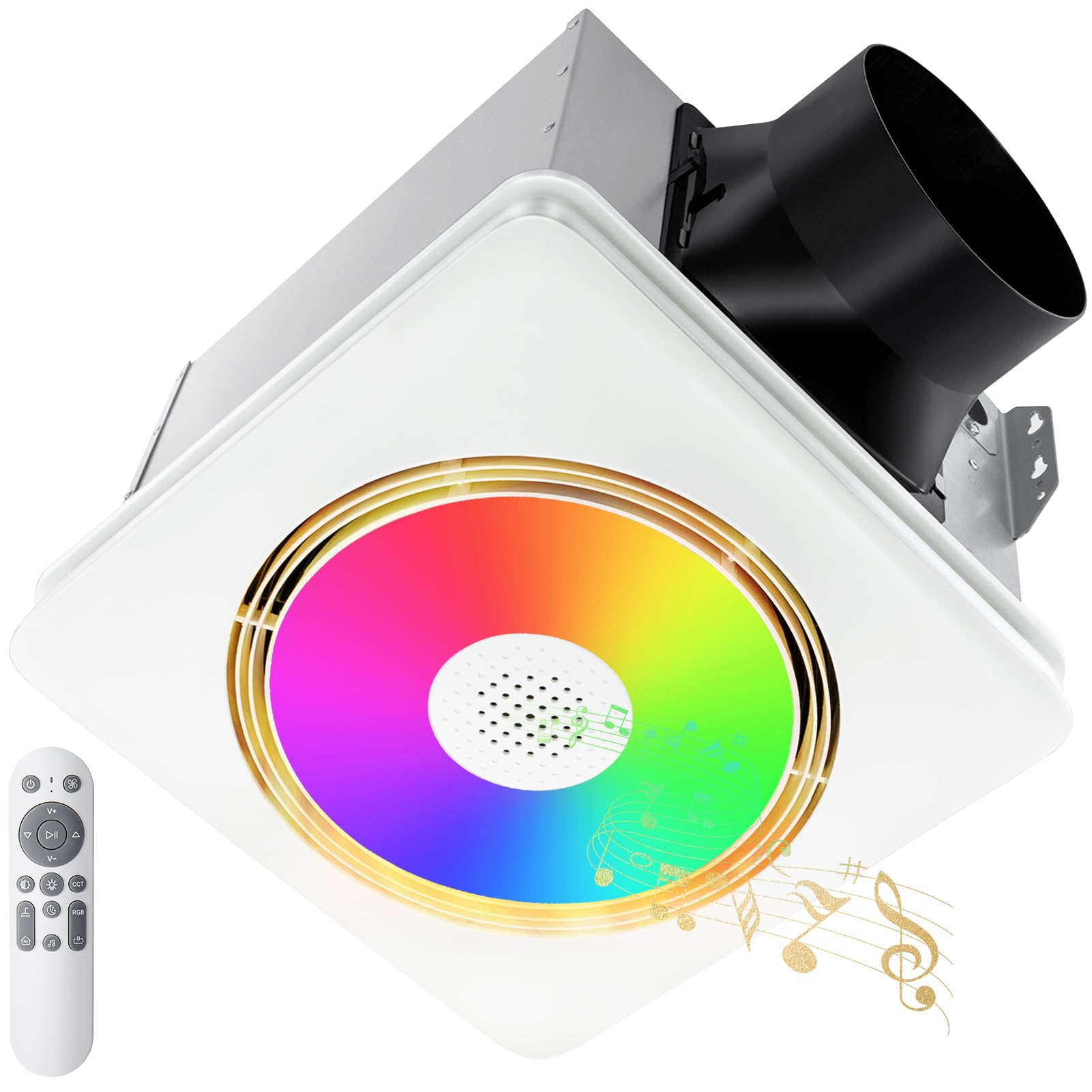 Exhaust Fan GROWNEER Smart Bathroom Fan With Bluetooth Speaker
