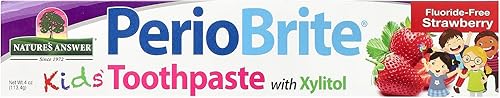 Miniatura 2 de Nature's Answer Periobrite - Pasta de dientes para niños, 4 onzas, vegetariana, sin OMG, sin gluten, sin flúor, con xilitol, sabor natural de fresa,