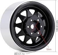 Vista 2 de INJORA 1.9 Beadlock Rueda Rim Hub 4pcs llantas de metal para 1/10 RC Crawler Car TRX4 Axial SCX10 90046 SCX10 Pro (negro)