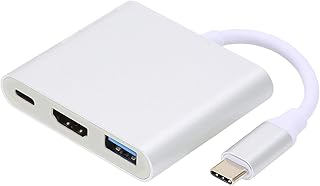 3 in 1 TypeC Hub, 4K 3 in 1 TypeC Docking Station TypeC to Compatible/USB/PD MultiPort Adapter, 4K HD Resolution, for Laptops/Phones/Tablets with TypeC Ports (Silver)