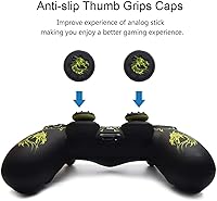 Vista 4 de BRHE - Funda protectora de silicona antideslizante para PS4, compatible con PS4 SlimPS4 Pro inalámbricocontrolador de gamepad con cable con 2 tapas