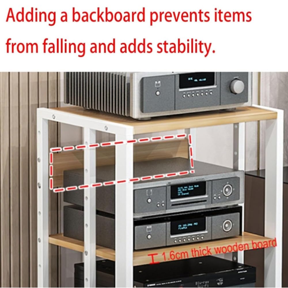 Meuble stéréo réglable à 4 niveaux pour lecteurs CD/DVD, étagère de rangement pour supports audio/vidéo, support d'angle pour salons, salles de réunion et d'enregistrement - Design blanc mod