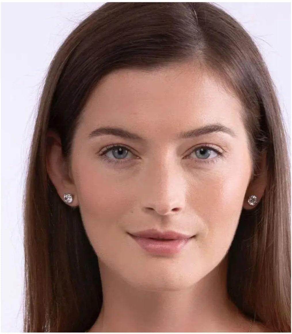 Bethenny Frankel x Anna Zuckerman Just Like Diamonds 4 Carat Stud Earrings – Diamond Crystalline Sparkle, Gold or Platinum Plated, Sterling Silver Posts