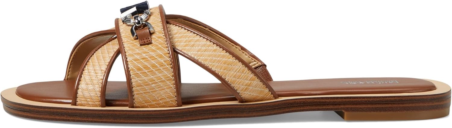 Michael Kors Women's Tiffanie Flat Slide Sandal, Natural/Luggage, 5.5 UK:  Amazon.co.uk: Fashion