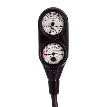 Aqualung 2-Gauge Scuba Dive Console - Dual Pressure & Depth Displays - Bar | Easy-to-Read Scales up to 350 Bar, 60m Depth Measurement, Shock-Resistant Tube, 36/ 91.44cm Hose