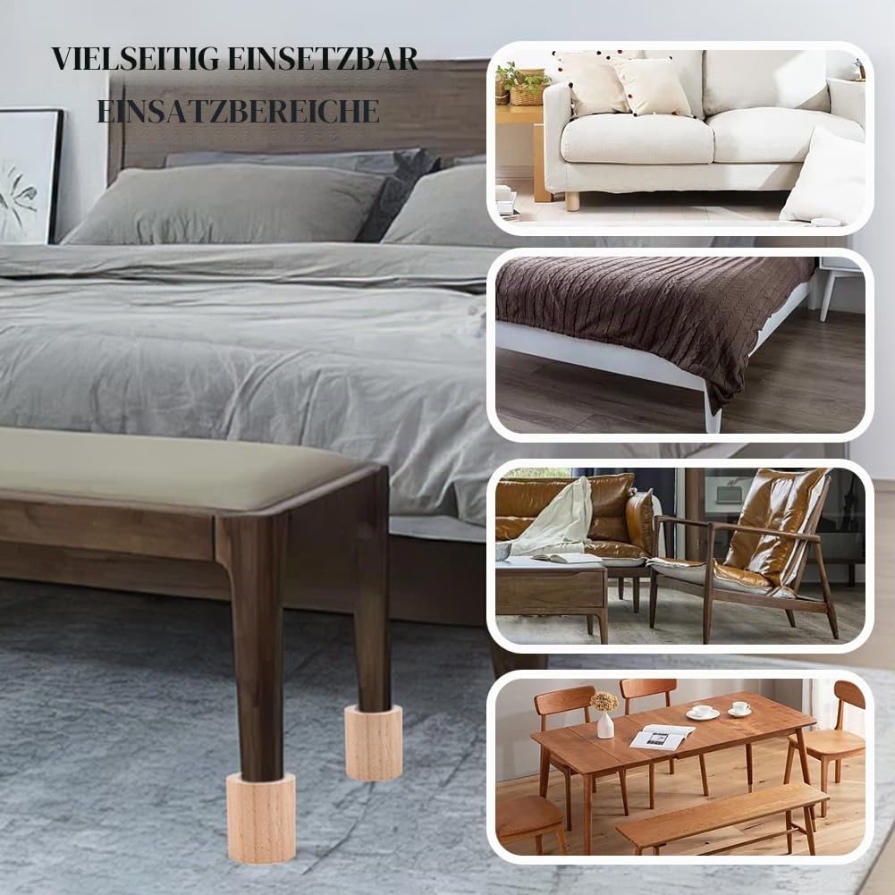 OLYCRAFT 4 Stück Zylinder Holz Betterhöhungen 38.5mm Innendurchmesser Holzmöbel Erhöhungen 56.5x69mm Holz Erhöhte Feste Füße Holzzylinder Verlängerungserhöhungen Für DIY Malerei Sofa Couch