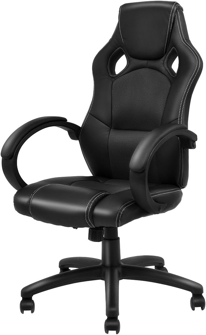 Giantex Gaming Chair Racing Chair High Back Bucket Seat Swivel Executive Office Computer Task Desk Gaming Chair (Black)