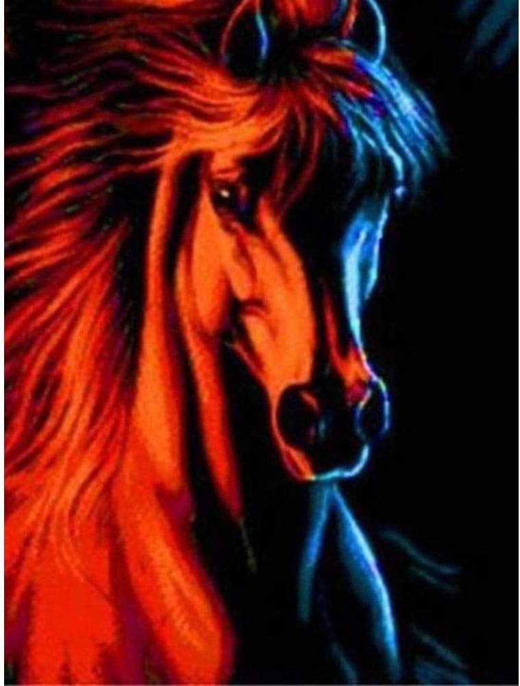 DIY 5D Diamond Painting by Number Kit for Adult,Full Diamond Piture Rhinestones by Number Kits Fiery Horse 11.8x15.7in 1 Pack by Lighting S Direct