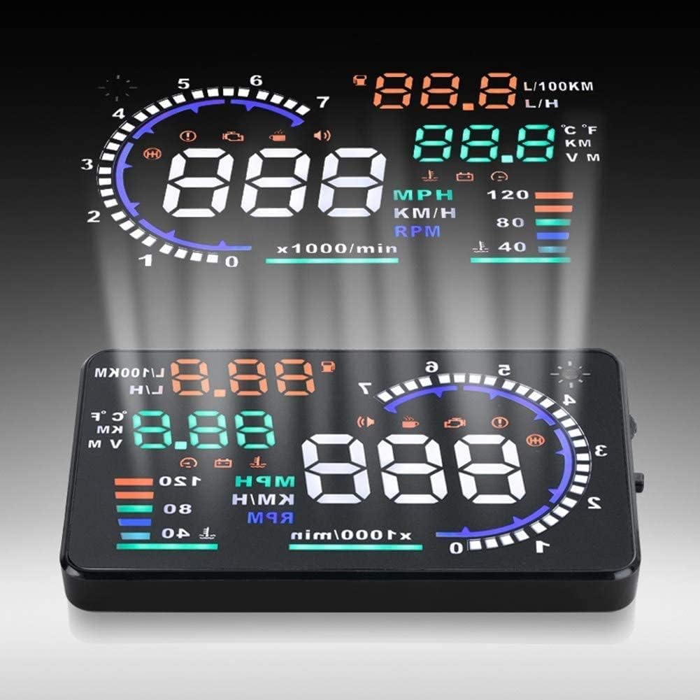Blасk Frіdау - 50% оƒƒ A8 Car Head up Display HUD 5.5 Dash Screen Projector OBD II OBD2 Auto Gauge RPM MPH Speedometer Warning Fuel Consumption Temperature Multiple-Color Bright KAOLALI