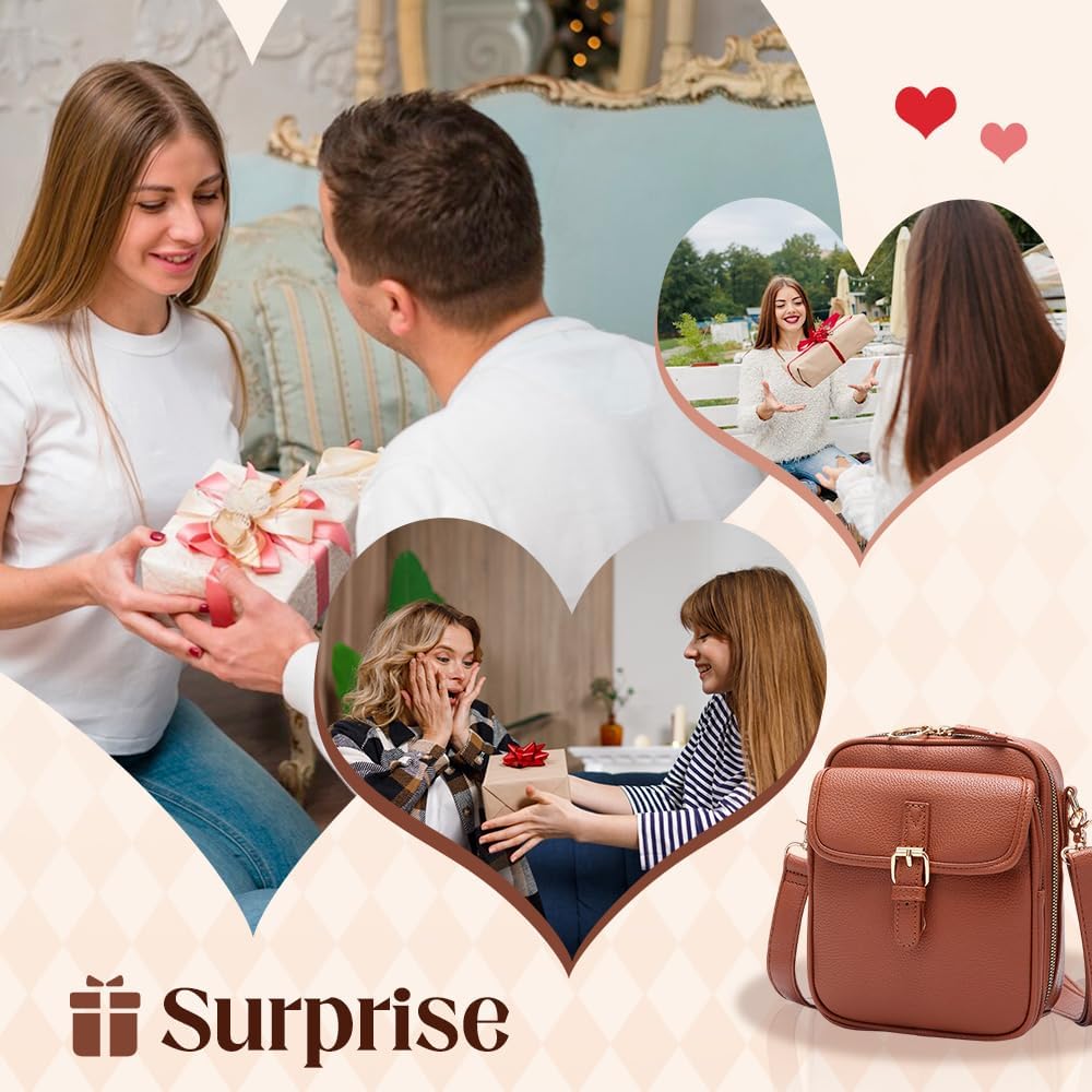 hoehew Crossbody Leather Bag for Women, Multi-Slot Multifunctional Large Capacity Bags Adjustable Shoulder Bags - Image 8