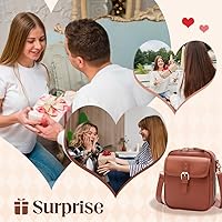 Vista 8 de Bolso bandolera de cuero, bolso mensajero de doble capa de gran capacidad, de cuero sintético retro con monedero incorporado, bolsa antirrobo Marrón