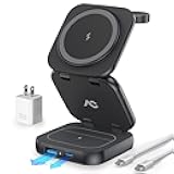 5-in-1 Wireless Charger for MagSafe, AC ISLAND Portable Travel Charging Station, 15W Max Fast Foldable Magnetic Stand, Evolved for iPhone 17/16/15/14/13 Series, Apple Watch, AirPods (with 35W Adapter)