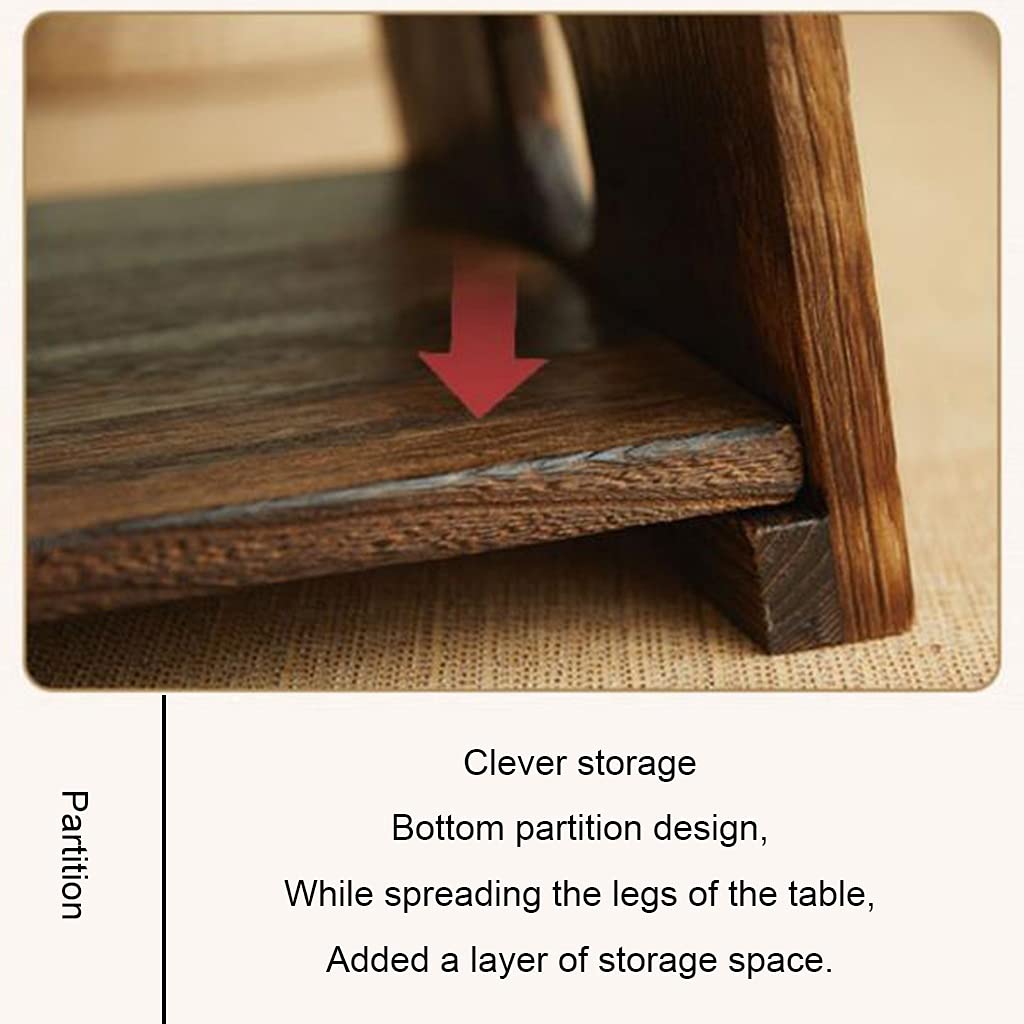 Low Table Coffee Table 2-Tier W/Storage Shelf Retro Japanese Tea