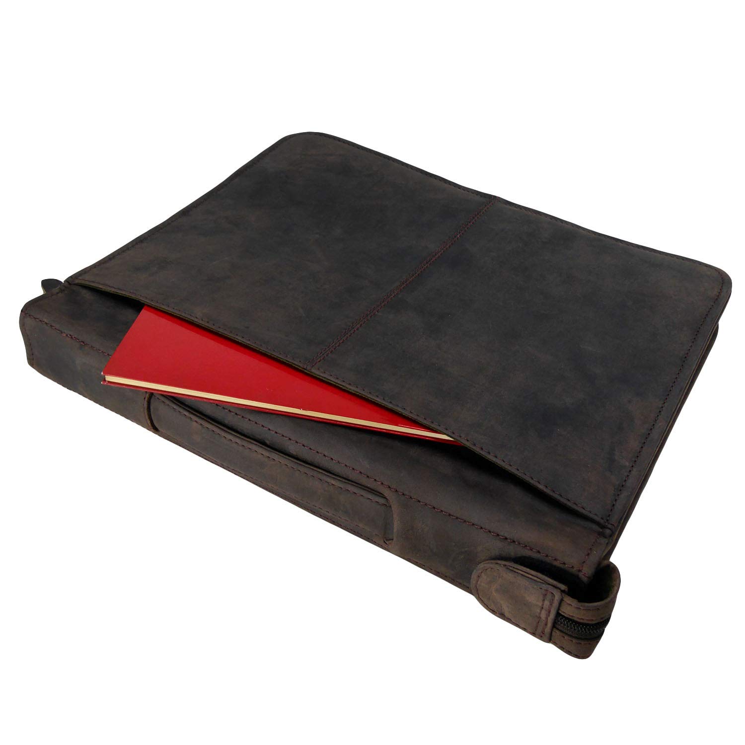 Greenburry Dokumentenmappe Leder - Braun Vintage Revival - Hochwertiges Rindsleder - Schreibmappe Leder - Konferenzmappe Leder - Ringbuch Leder