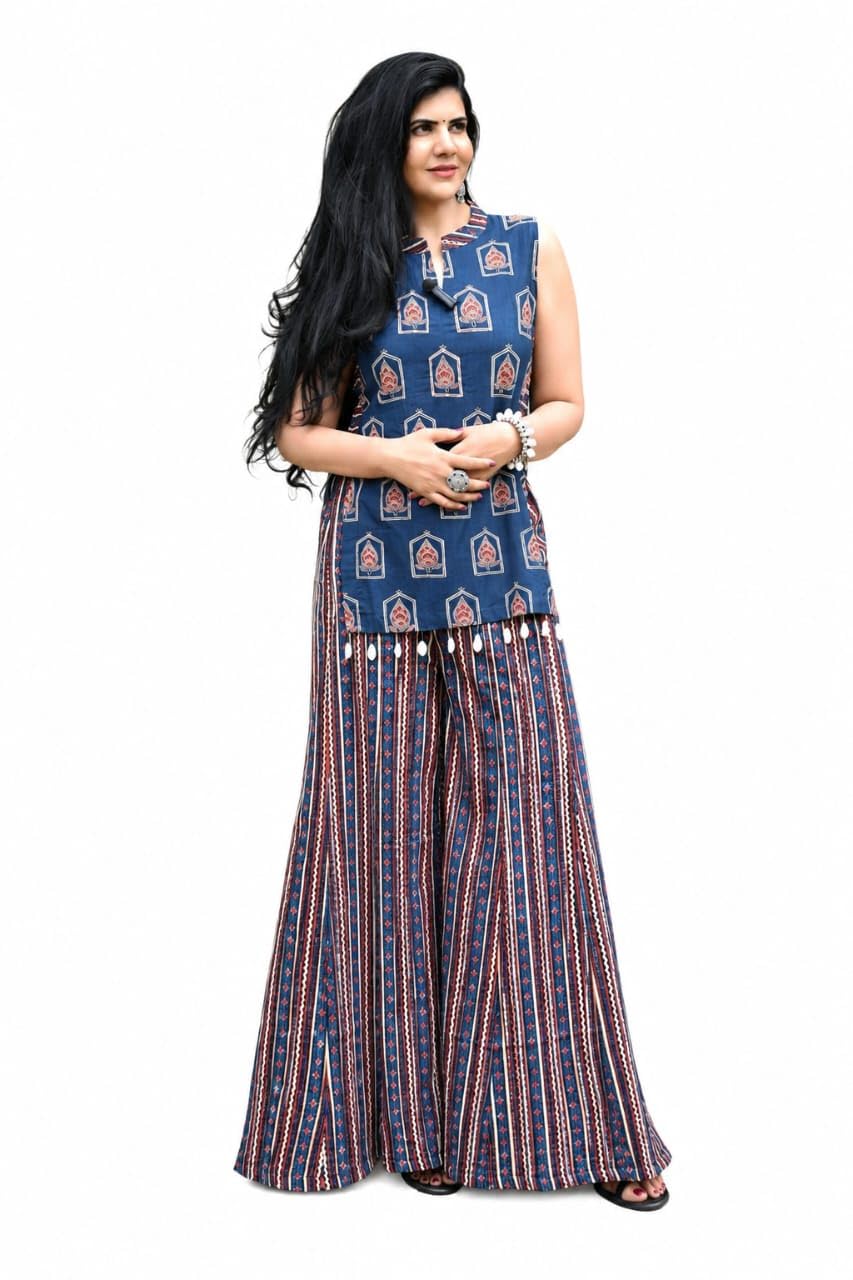 Amber Boho Women’s Printed Co-Ord Set | Sleeveless Ethnic Printed Top with Matching Pants | Casual Summer Wear Co-Ord Set for Women-picture-32