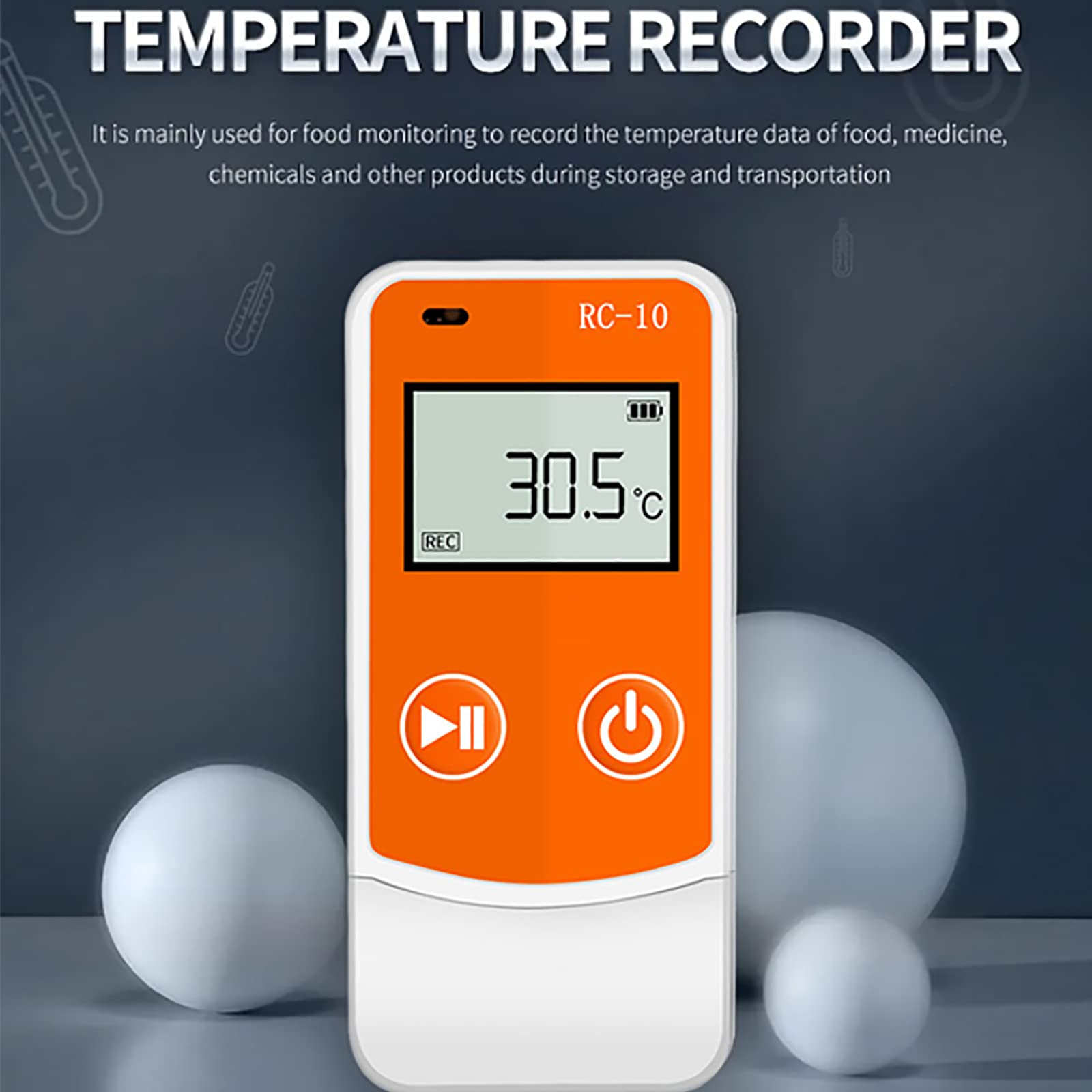 Rejestrator temperatury wielokrotnego użytku, rejestrator temperatury, wielofunkcyjny rejestrator temperatury z 5000 punktami, duża pojemność, automatyczne generowanie raportów, do przemysłu