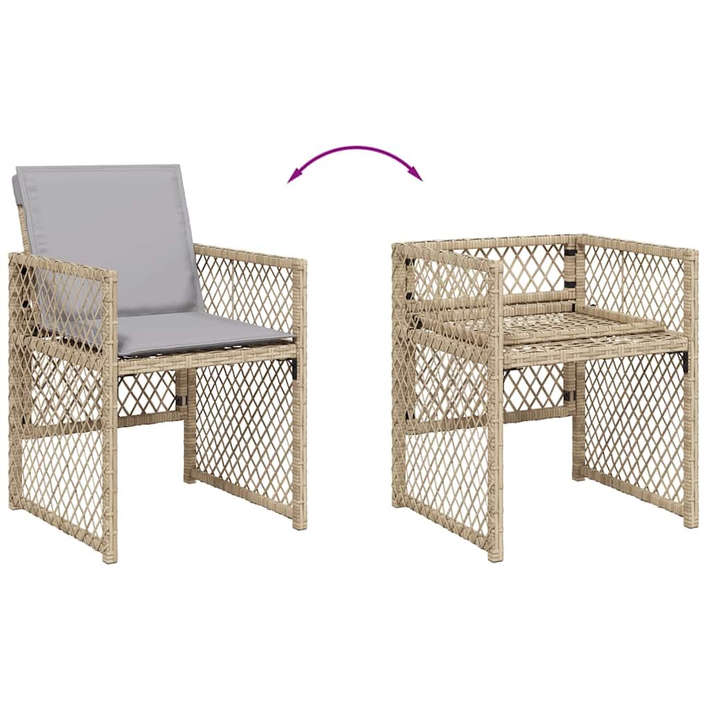 vidaXL Ensemble à Manger de Jardin 9 pcs avec Coussins Beige Poly Rotin - Mobilier d'Extérieur