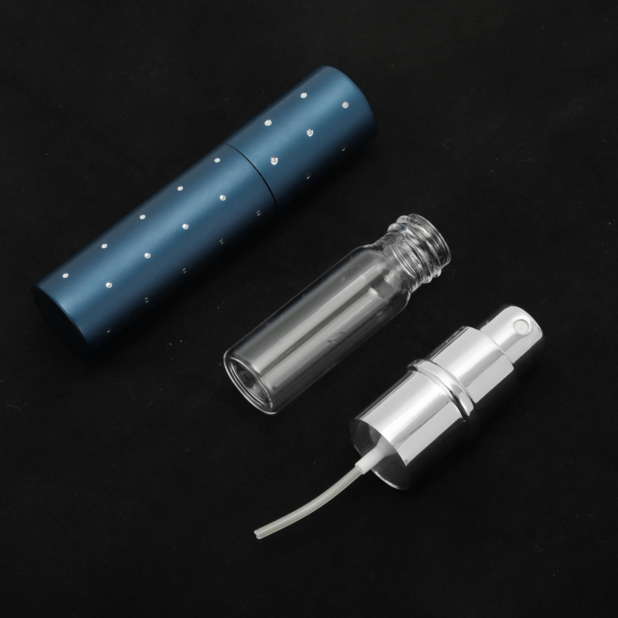2 sztuki rozpylaczy do perfum, do wielokrotnego napełniania, 10 ml, pojemnik na perfumy z okienkiem, do torebki, na podróż, wakacje, podróż samolotem, niebieski