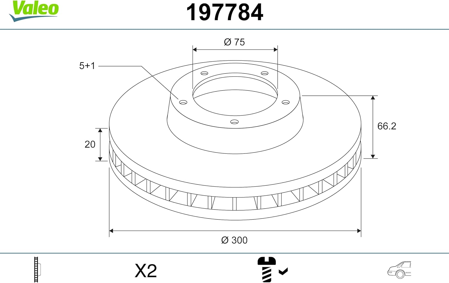 VALEO - Brake discs, oiled - 197784 - Box of 2 vented discs - Rear axle - Similar to original design and quality - Valeo, brake expert since 1923