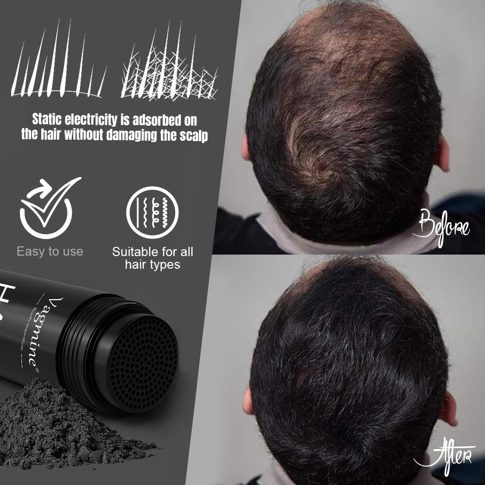 VAGMINE Hair Fiber Dark Brown Powder For Men & Women, 27.5Gms 4