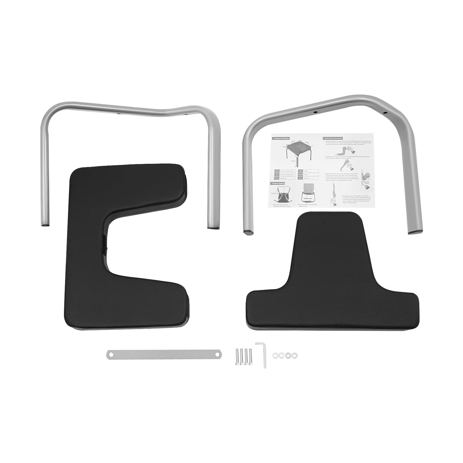 Tabouret de yoga, repose-tête, banc de yoga, banc de fitness, noir, banc de yoga pour salle de gym, assemblage amovible 43 x 42 x 37 cm, charge maximale 200 kg