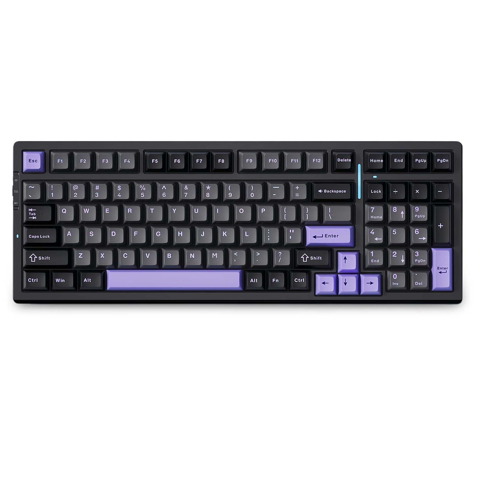 FKZMCHOSE G98 PRO Wireless Mechanical Keyboard,96% Tri-Mode BT5.0/2.4GHz/USB-C Hot Swappable Custom RGB Backlit Gasket Mount Creamy Keyboard with Numpad for PC/Mac/Office/Gaming (Purple-Black)