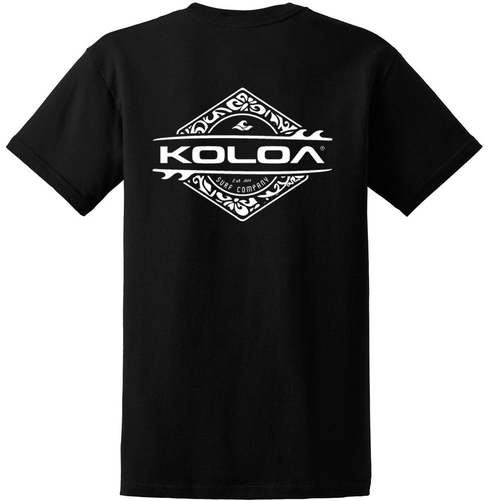 Joe's USA Koloa Surf Diamond Thruster Surfboards Heavyweight Cotton Tee, Medium, Black/White Logo