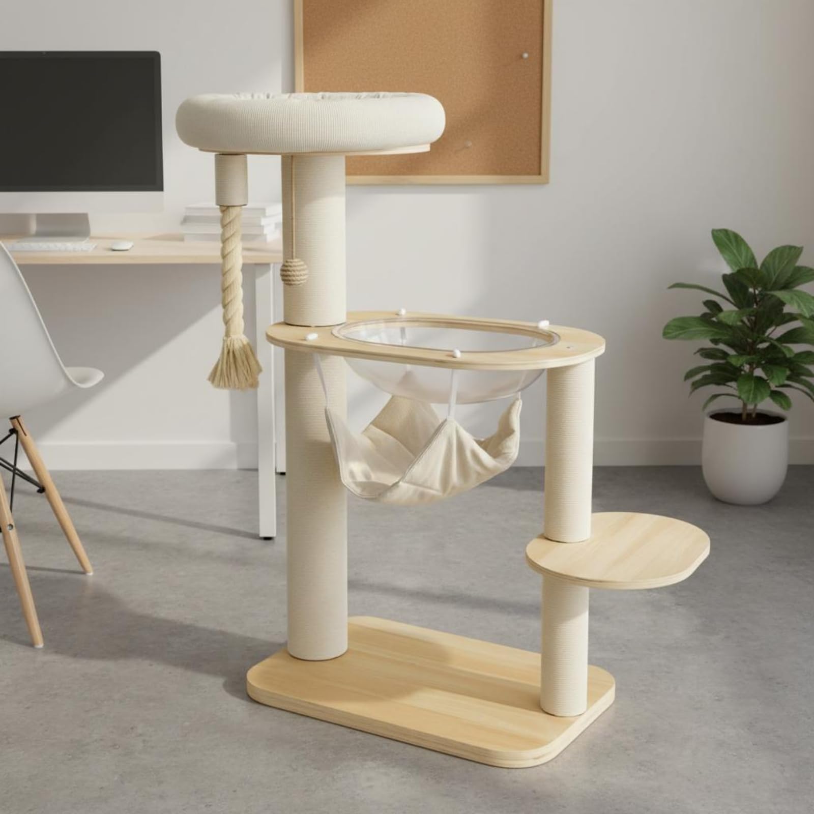 predolo Feline Climbing Structure With Hammock Salvaspazio Albero Tiragraffi con Amaca Multi-Level Cat Climbing Cat Climber per, Albero Per Gatti Con Cuccia A Piattaforma Grande E Scala