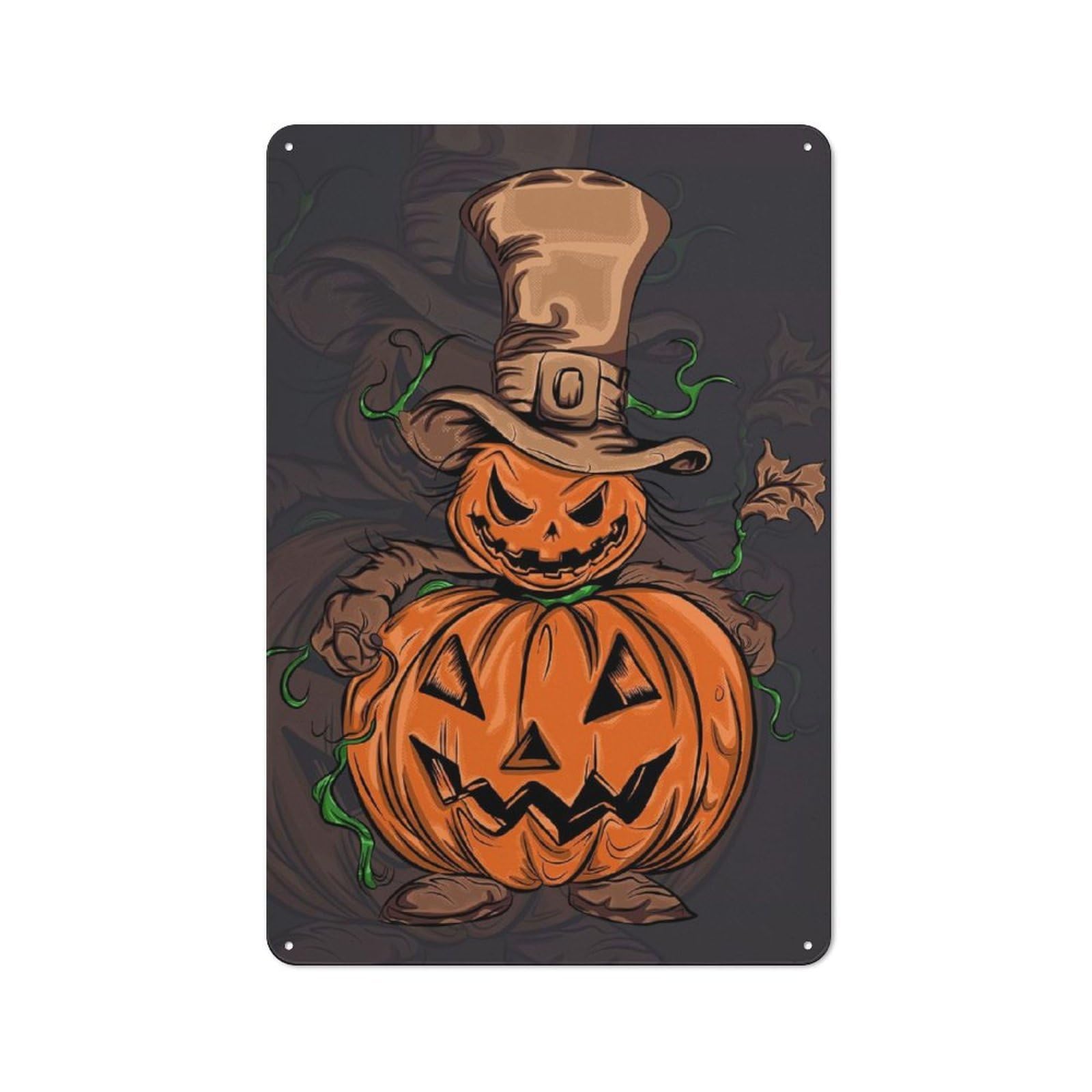 Junmoney Halloween Pumpkin Ghost Tin Wall Plaque 30X20cm With For Café Or Home Bar, For Kitchen, Dining Room And Home Bar Wall Decor