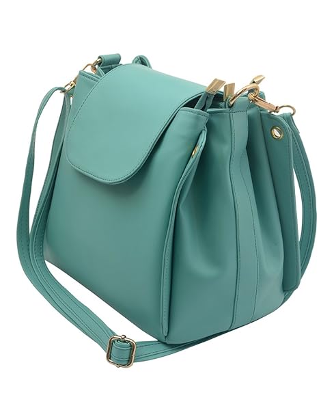 Lychee bags Women PU Sling Bag (Green)