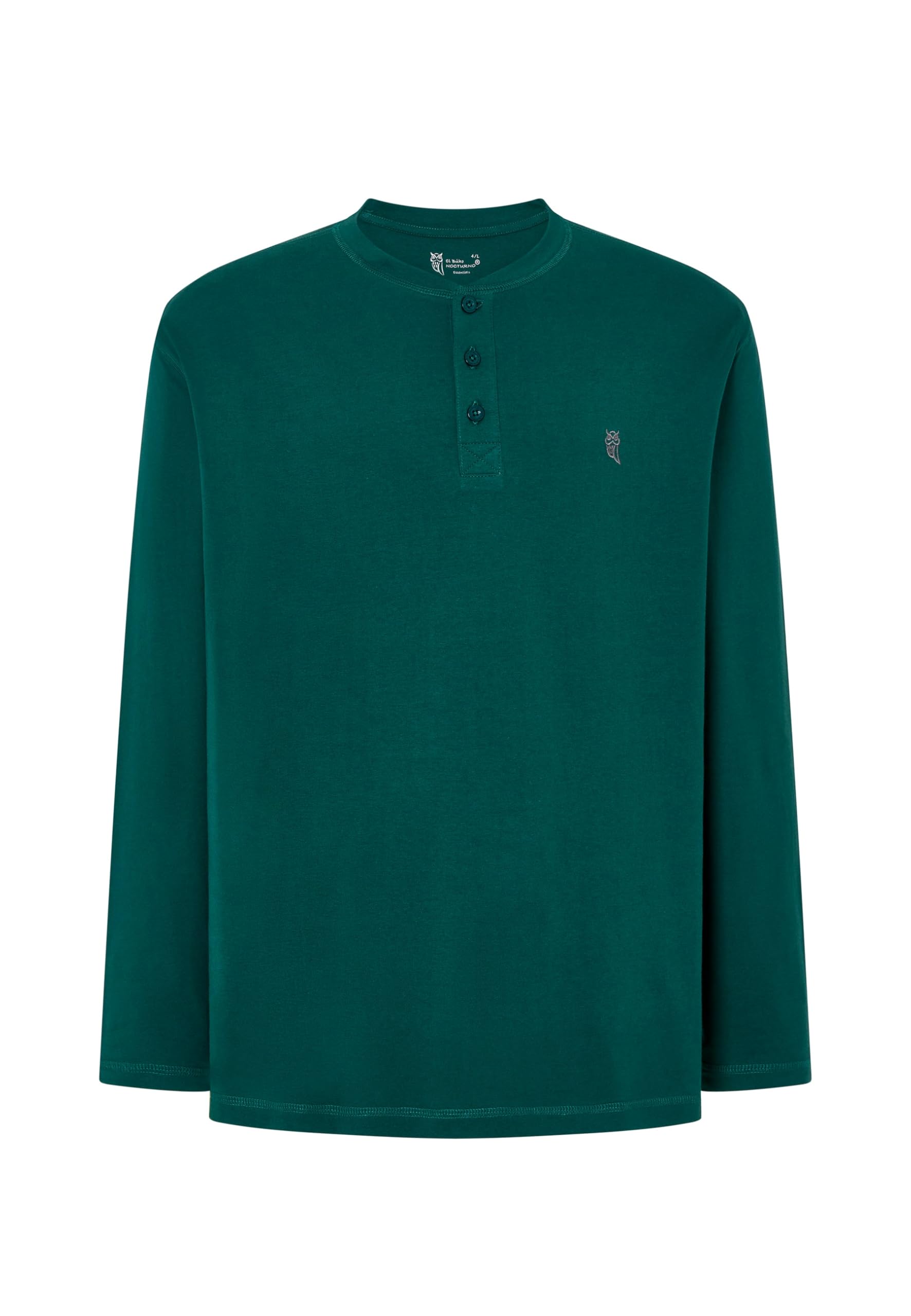 El Búho Nocturno Haut Pyjama Homme Manches Longues Uni T-Shirt Homme, 100% Coton, Vert 7529, XL