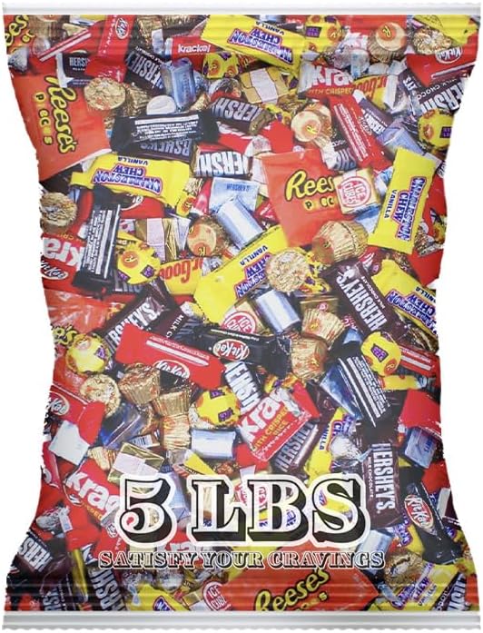 Bulk Chocolate Assortment Variety Pack 5lb - Chocolate Candy Variety Pack - 5 lb Bag of Mixed Bulk Chocolate, Milk Chocolate, Dark Choclate, Kit Kat, Hershey Bars and more! Bulk Candy Mix for Candy Bags - Halloween Candy - Halloween Chocolate